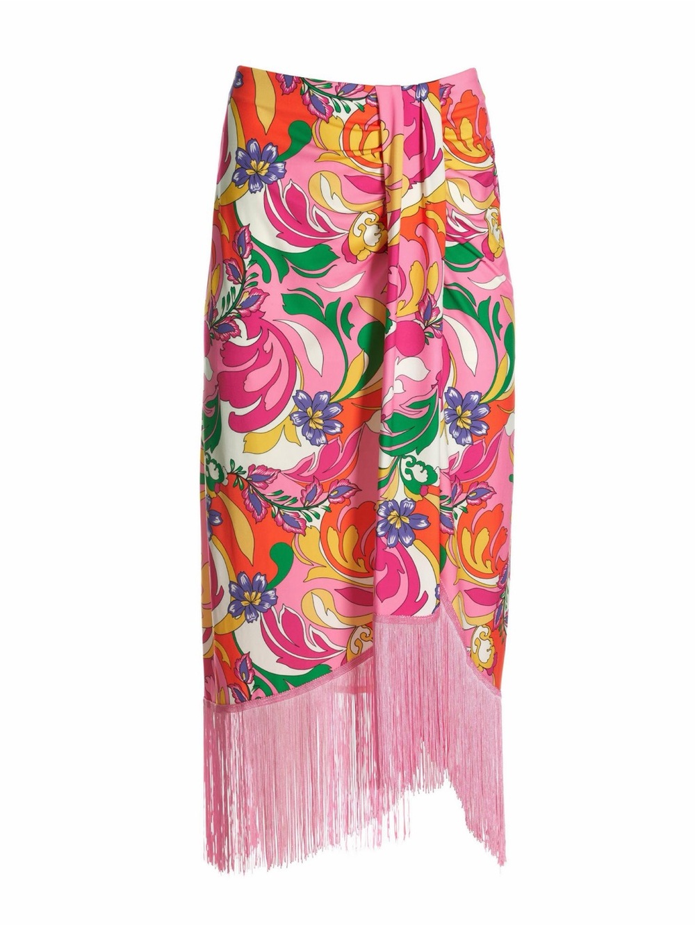 Boston Proper Pink Multi Floral Fringe Sarong Wrap